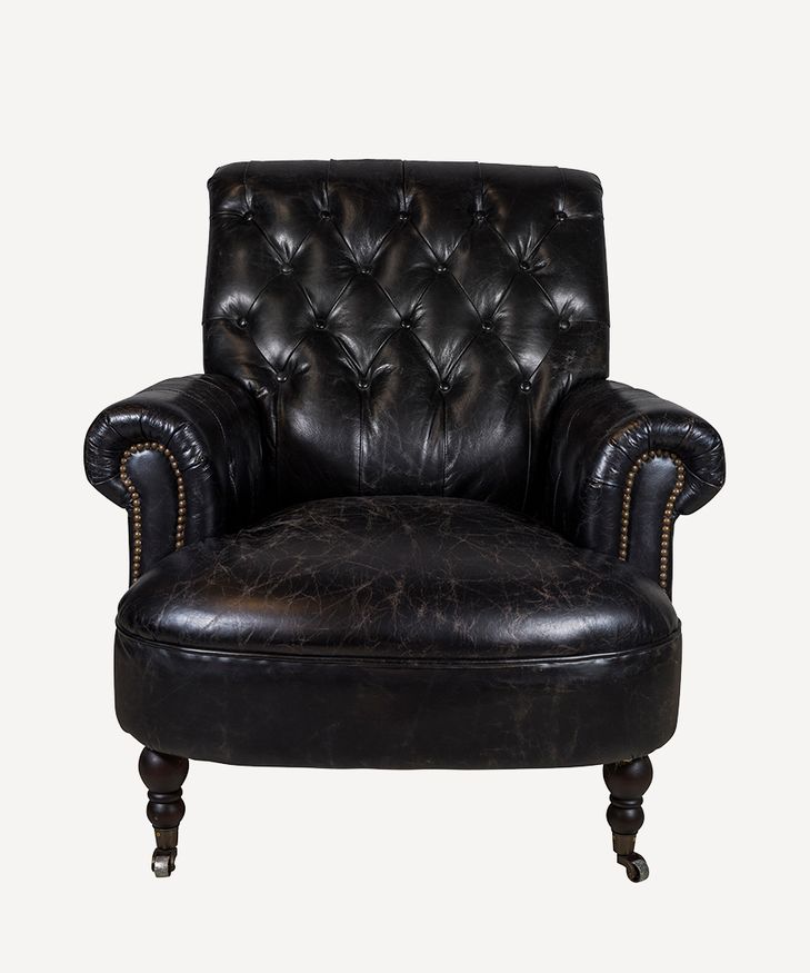 Buttoned Library Chair Black