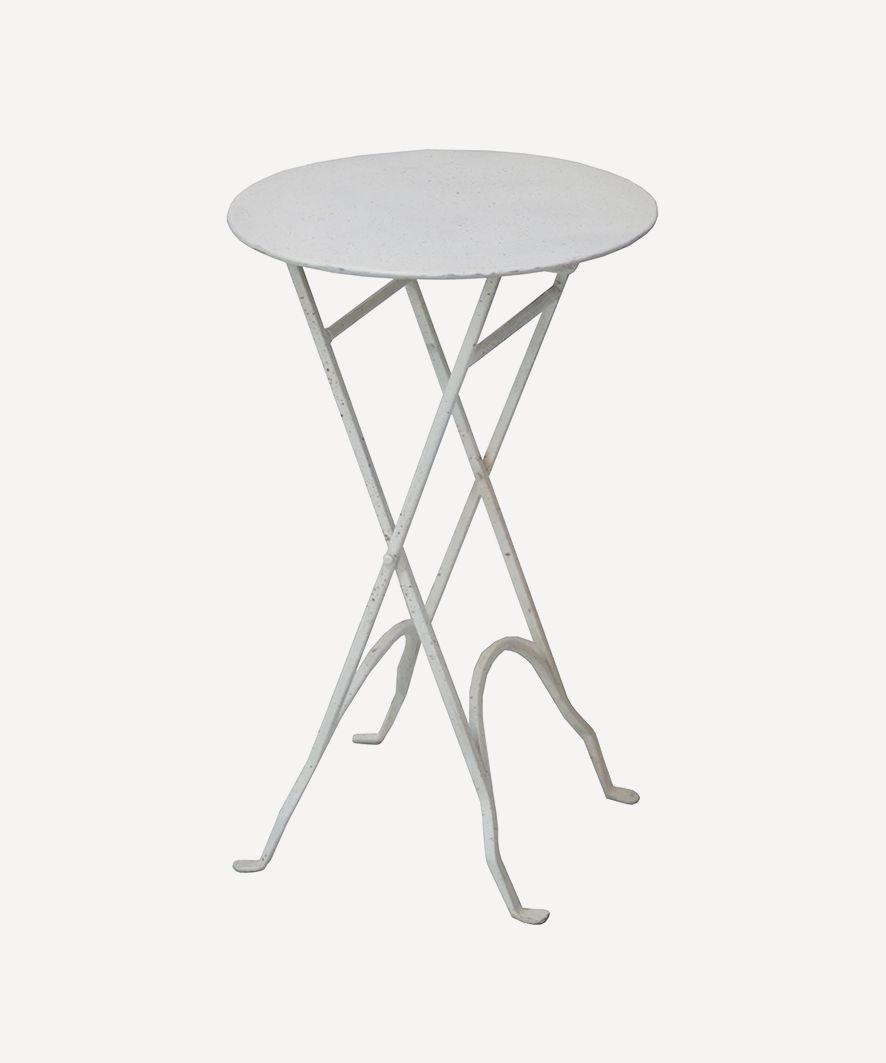 Round Narrow Side Table Cream