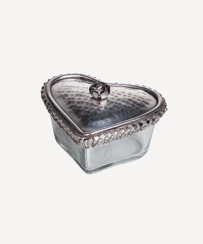 Glass Heart Box With Rose
