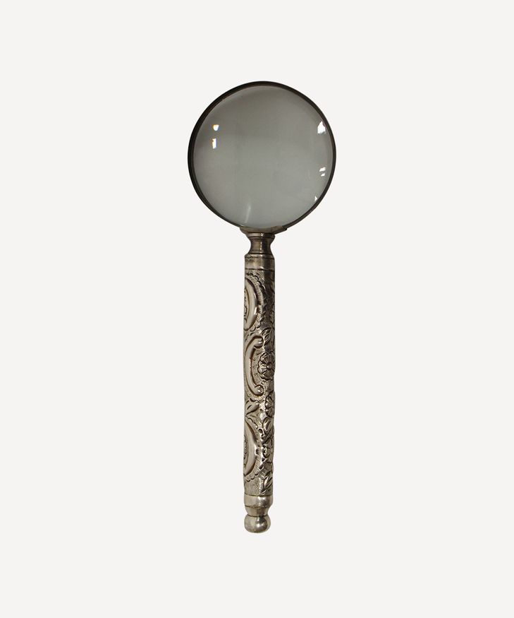 Embossed Antique Silver Magnifying Glass