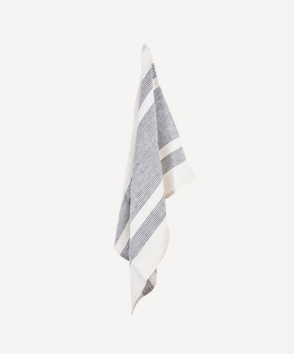 Woven Multi Stripe Tea Towel Natural & Black