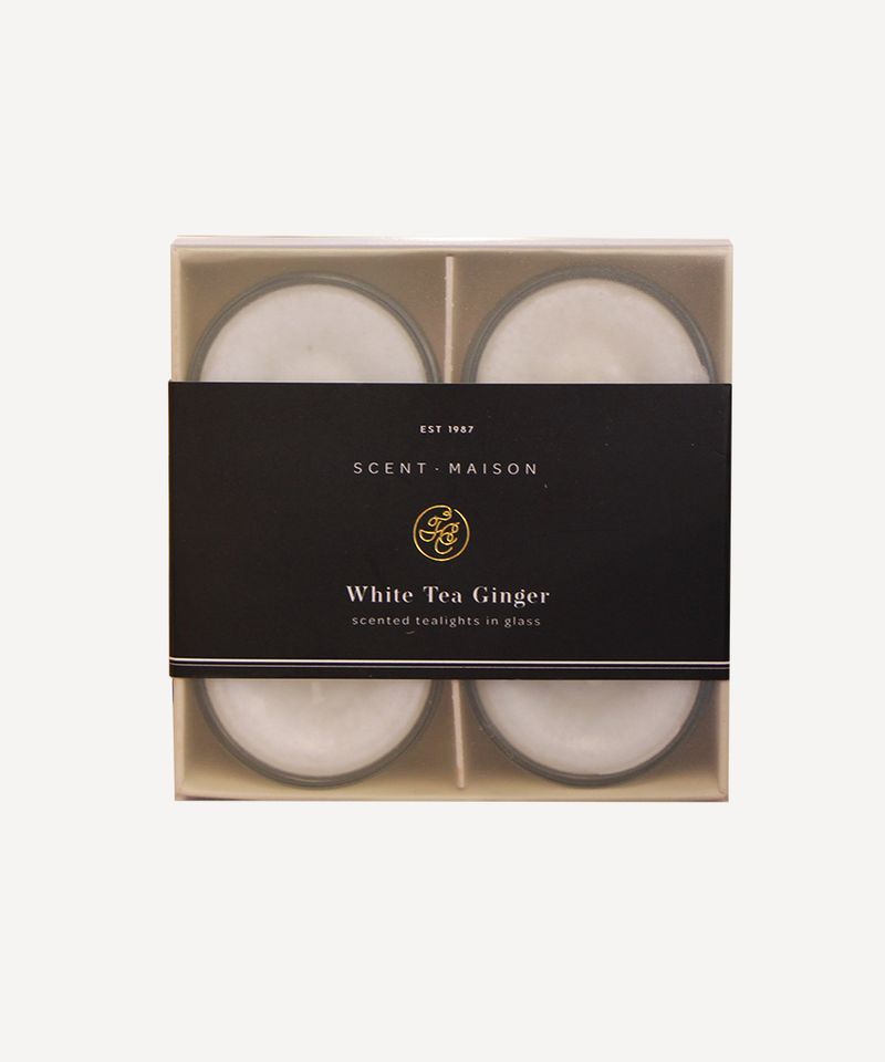 Maison Glass Tealights White Tea Ginger (4PC)