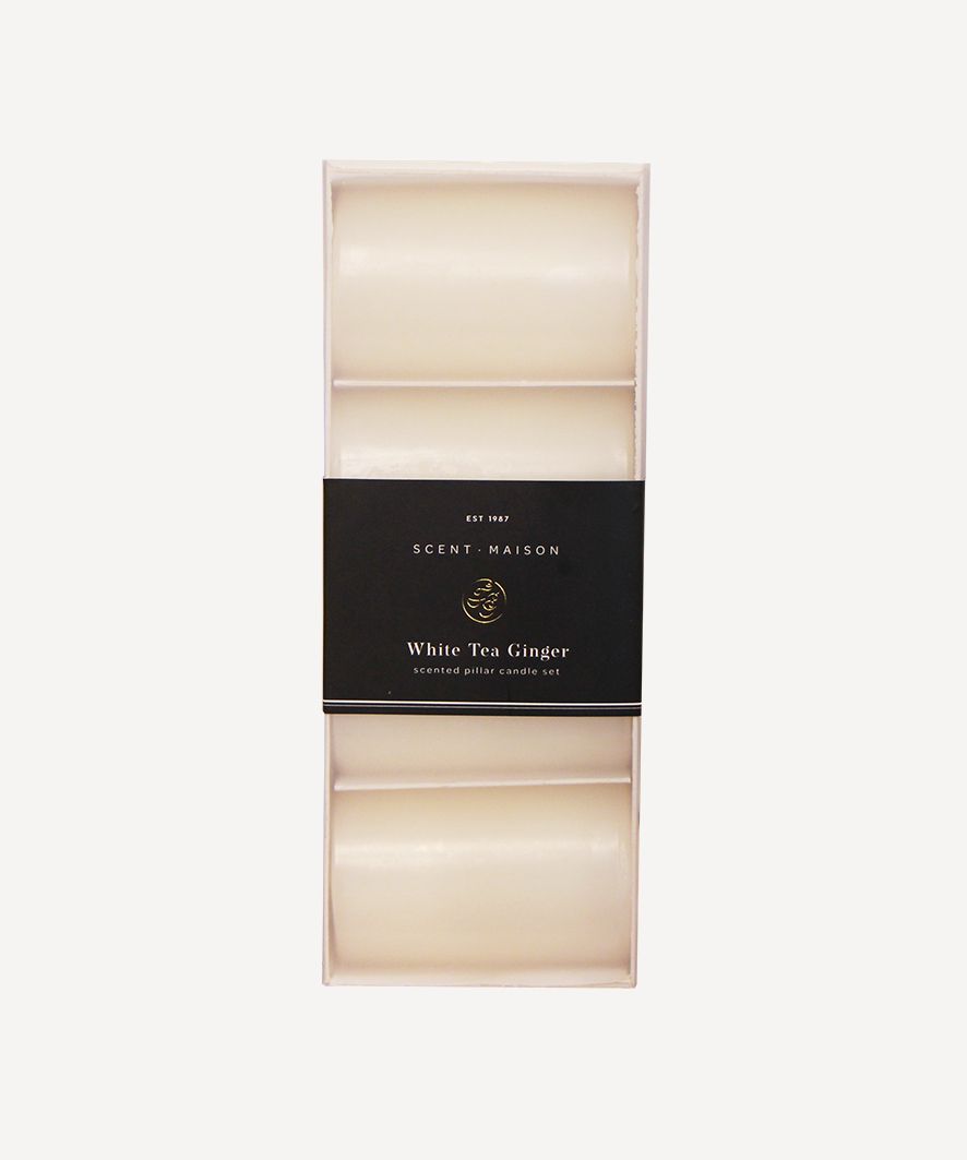 Maison Pillar Candle White Tea Ginger 2x3" (4PC)