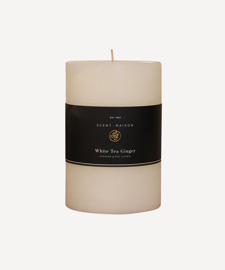 Maison Pillar Candle White Tea Ginger 4x6"