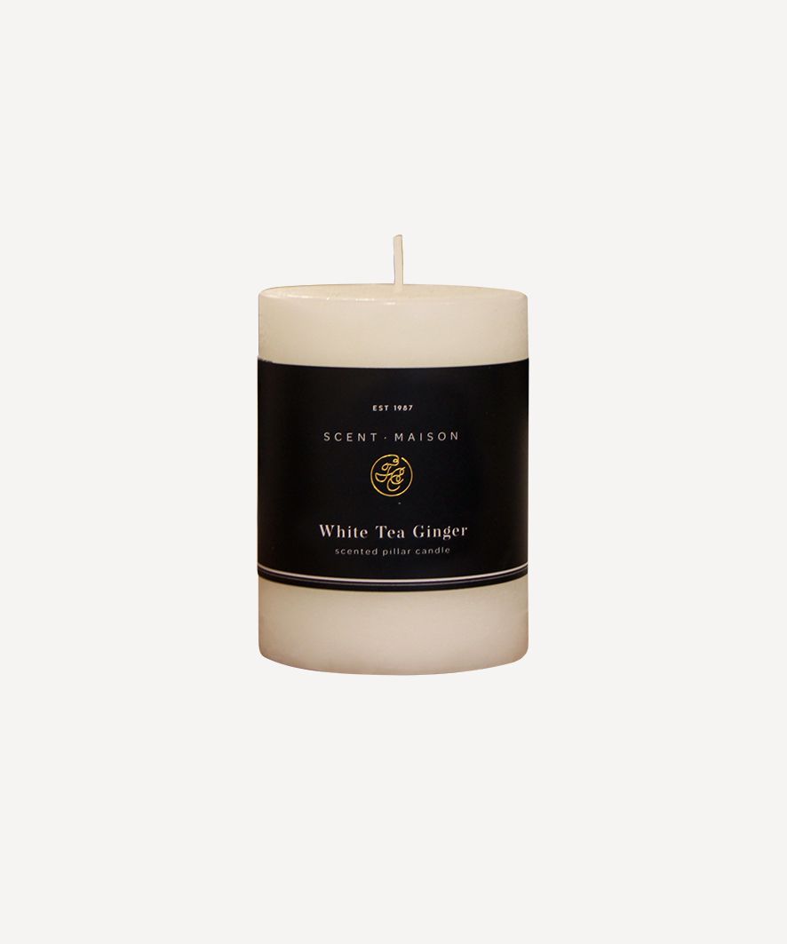 Maison Pillar Candle White Tea Ginger 3x4"