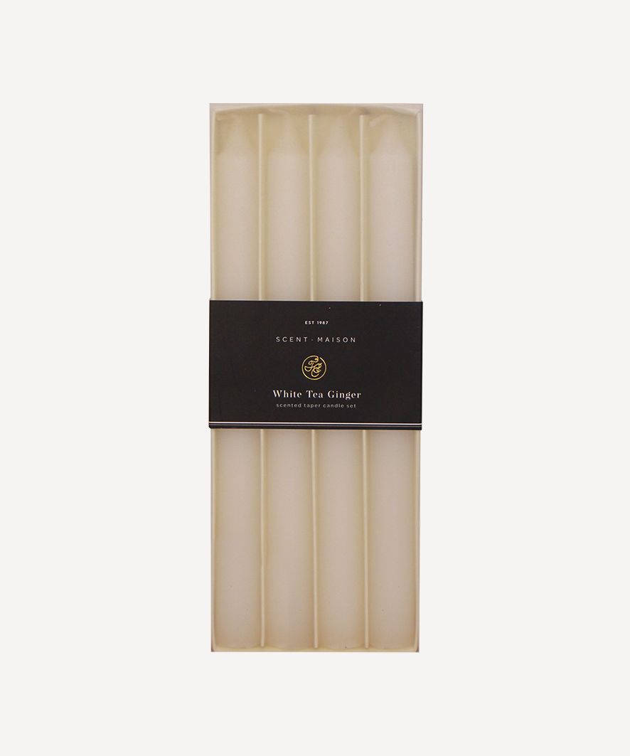 Maison Taper Candle White Tea Ginger 10" (4PC)