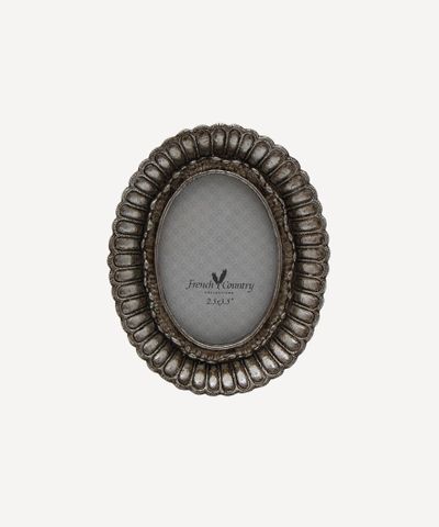 Fanned Oval Photo Frame Pewter Finish 2.5x3.5"