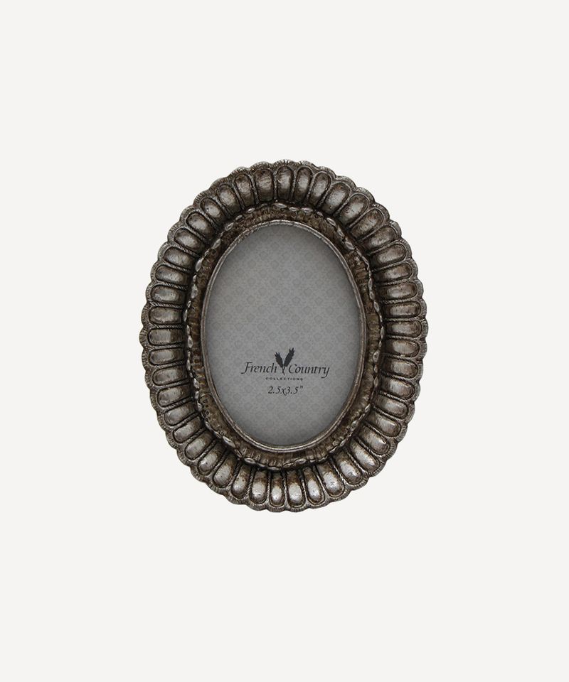 Fanned Oval Photo Frame Pewter Finish 2.5x3.5"