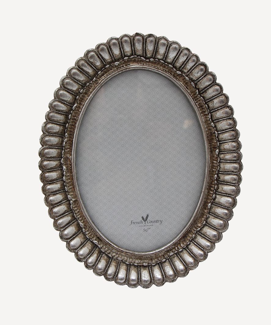 Fanned Oval Photo Frame Pewter Finish 5x7"