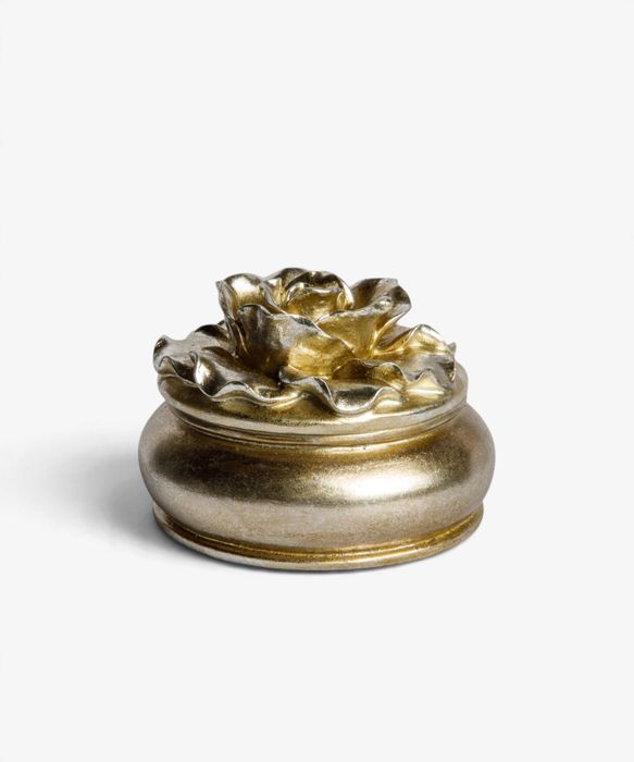 Camelia Large Round Trinket Box Pewter Finish