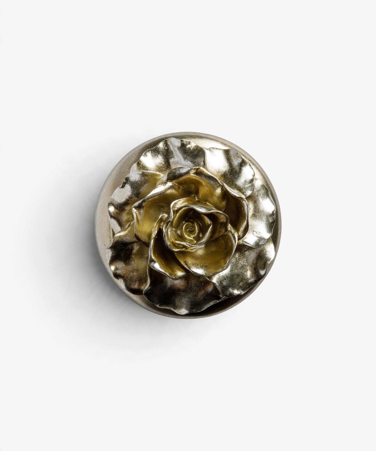 Camelia Small Round Trinket Box Pewter Finish