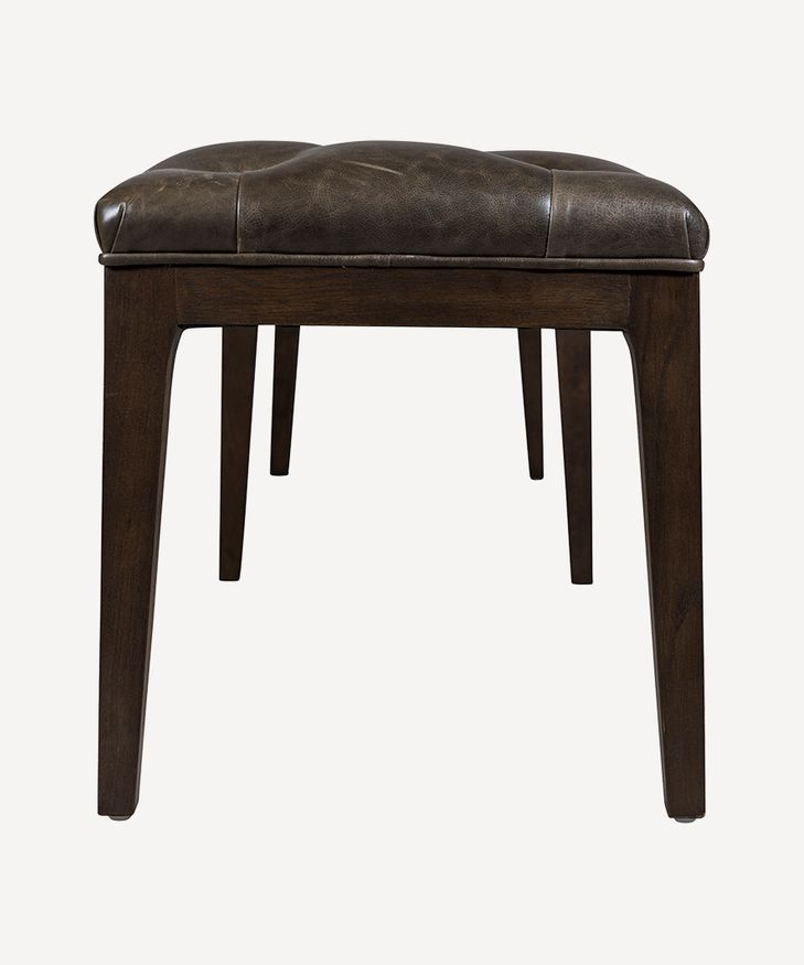 Florence Bench Stool Aged Black Leather