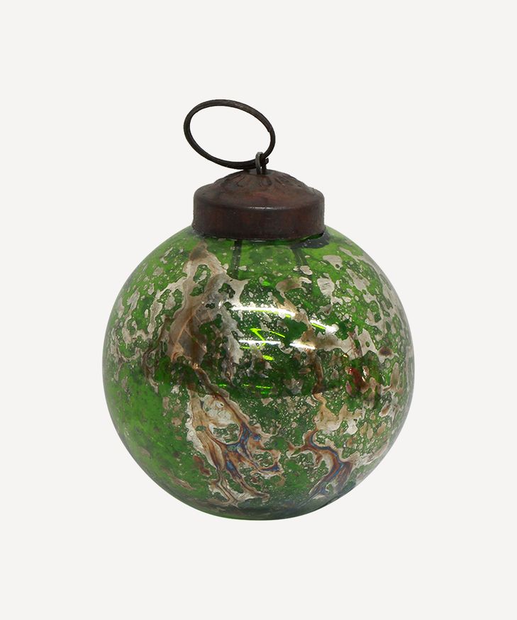 Emerald Green & Silver Cloudy Hanging Ball