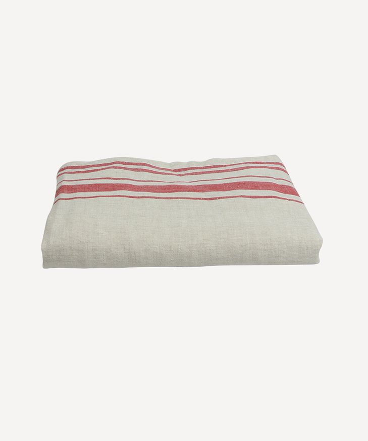 Red Stripe Linen Tablecloth