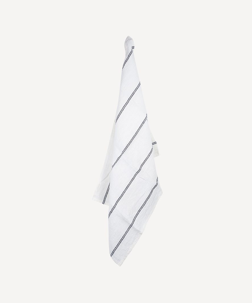 Woven Stripe Tea Towel Off-White & Black