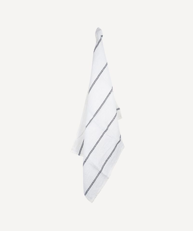 Woven Stripe Tea Towel Off-White & Black