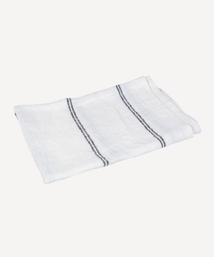 Woven Stripe Tea Towel Off-White & Black