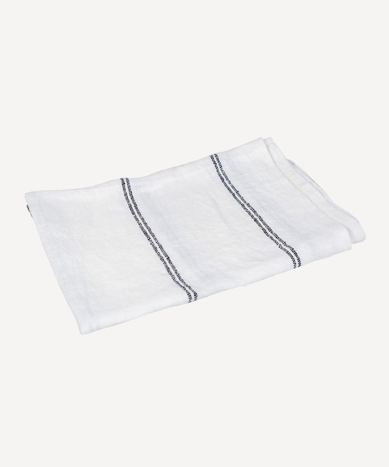 Woven Stripe Tea Towel Off-White & Black