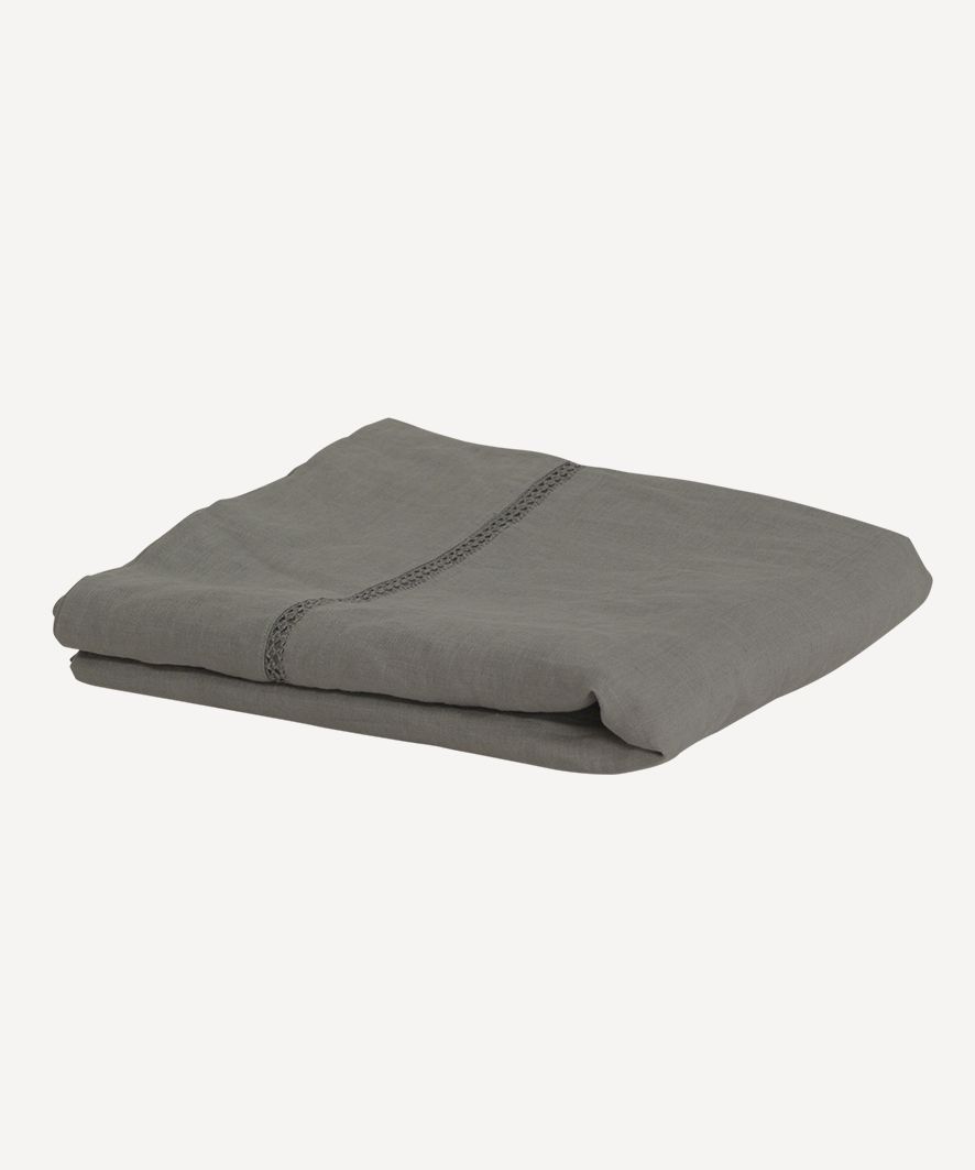 Emilie Linen Flat Sheet Queen Fog