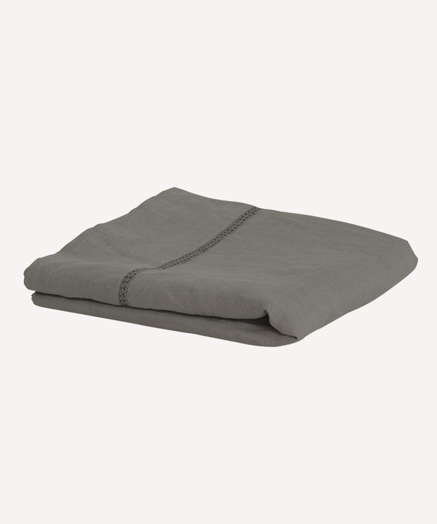 Emilie Linen Flat Sheet Super King Fog