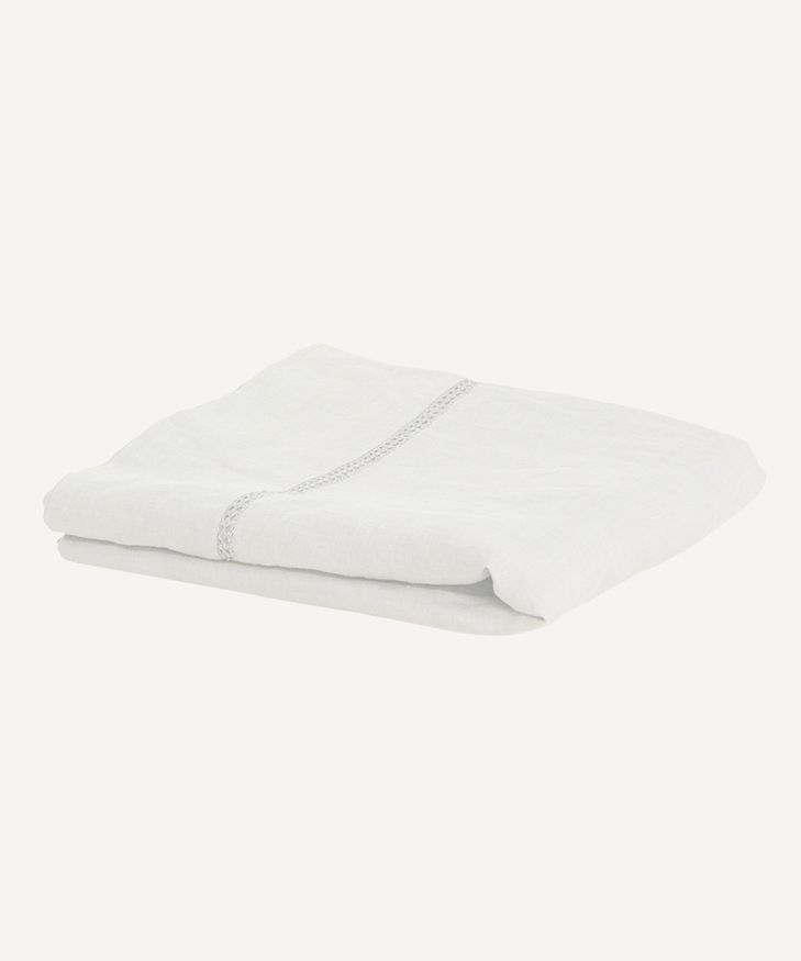 Emilie Linen Flat Sheet Super King Ecru