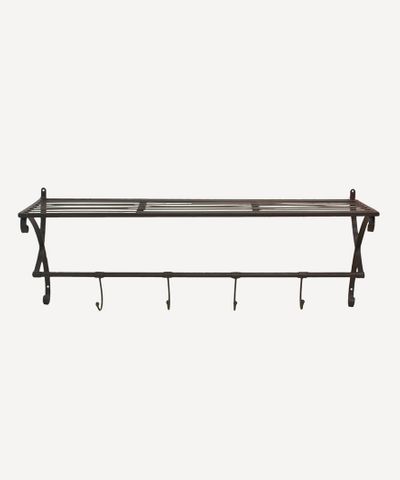 Metal Shelf with Hooks New Black