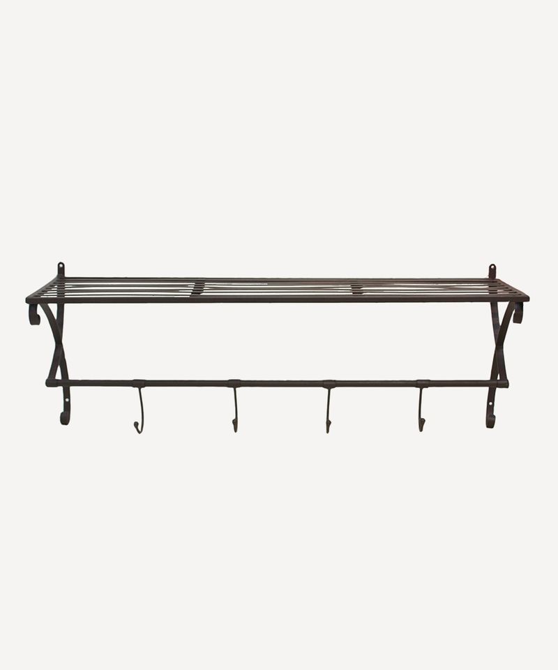 Metal Shelf with Hooks New Black