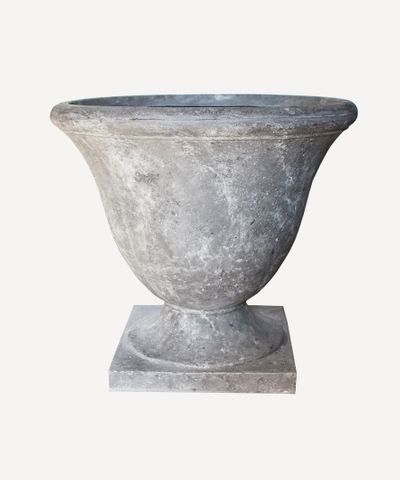 Footed Urn with Square Base Lava Raw Grey