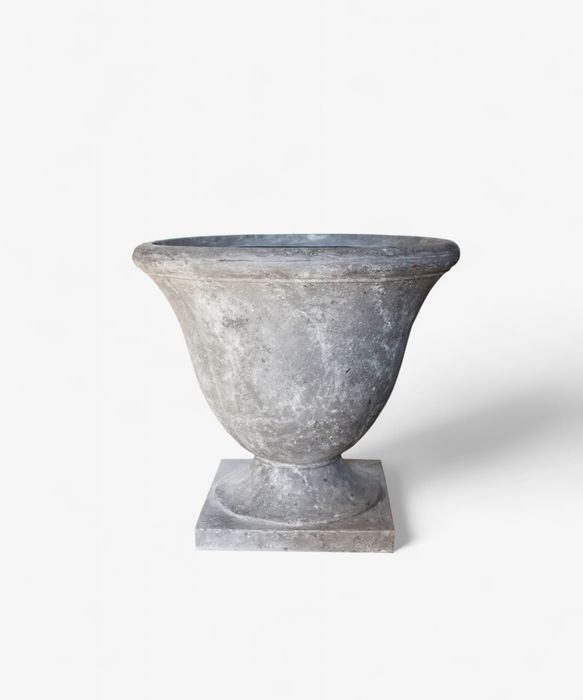 Footed Urn with Square Base Lava Raw Grey