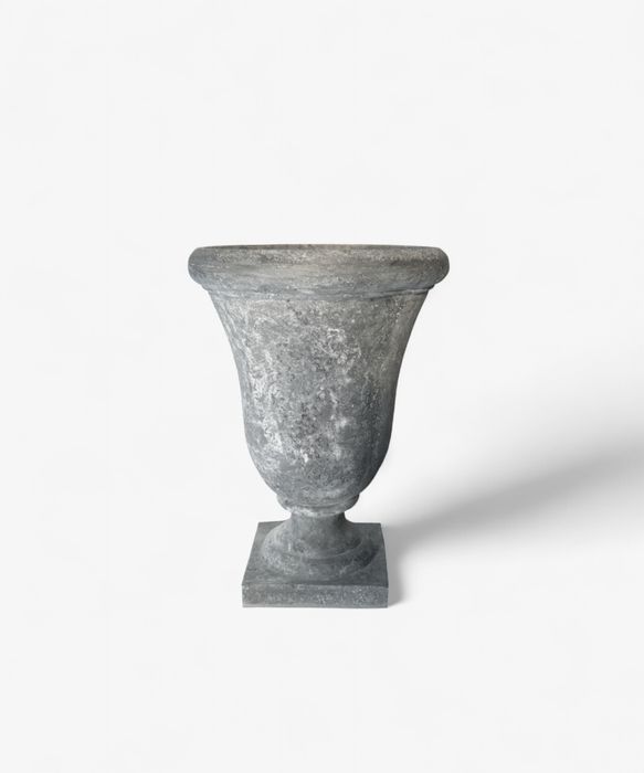 Small Bell Shape Urn with Base Lava Raw Grey