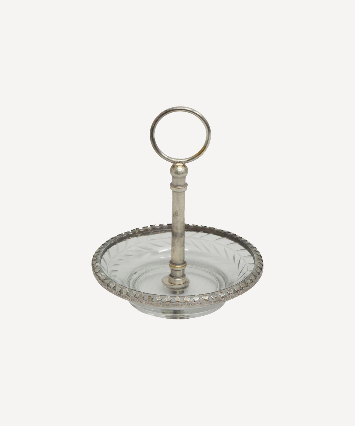 Cut Glass Ring Dish with Handle