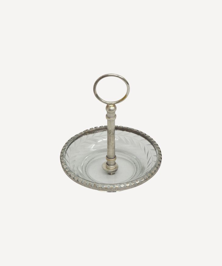 Cut Glass Ring Dish with Handle