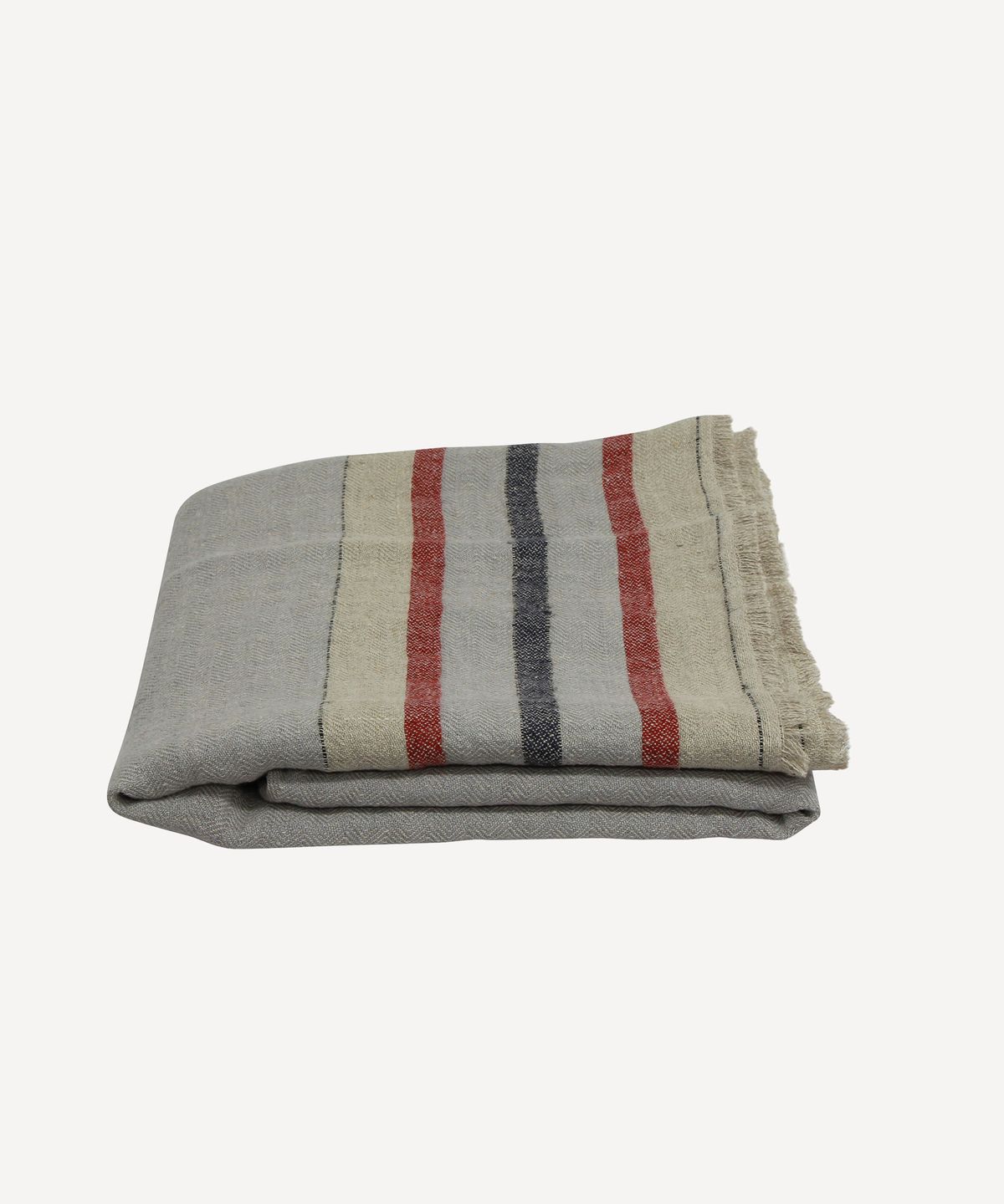 Herringbone Stripe Linen Throw Grey