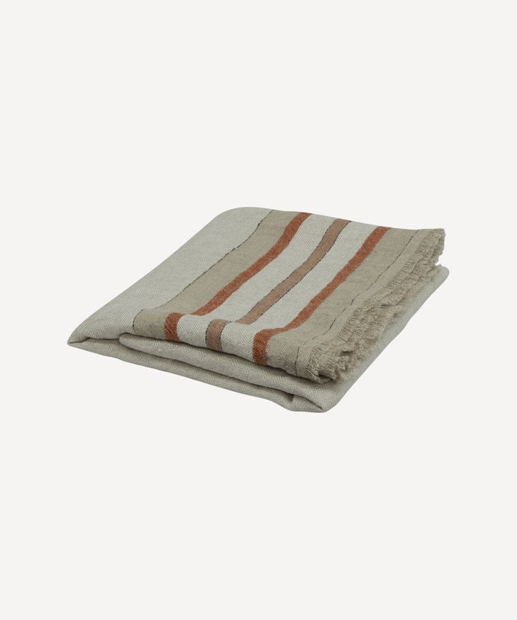 Herringbone Stripe Linen Throw Natural