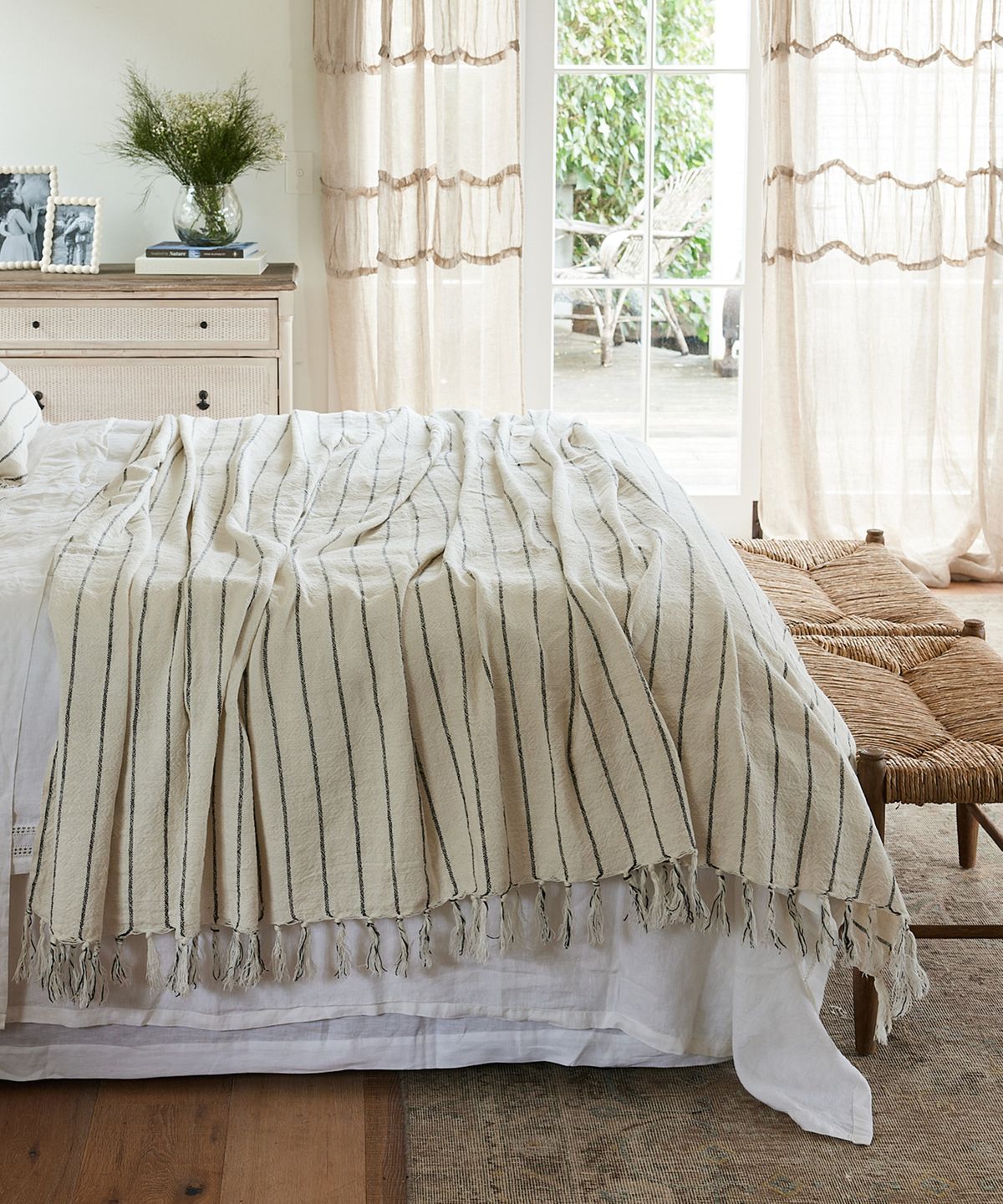 Striped Linen Cotton Bed Cover