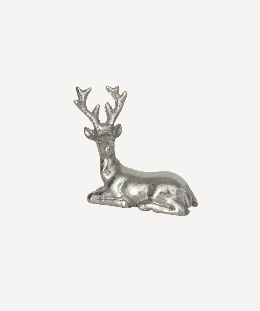 Antique Silver Deer Sitting
