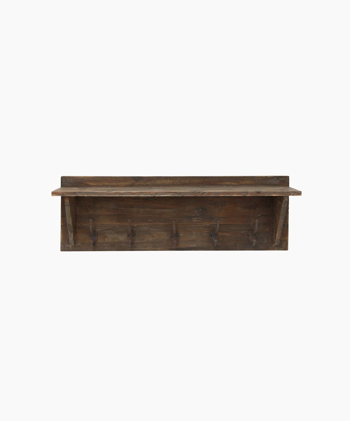 Wooden Wall Shelf w Hooks