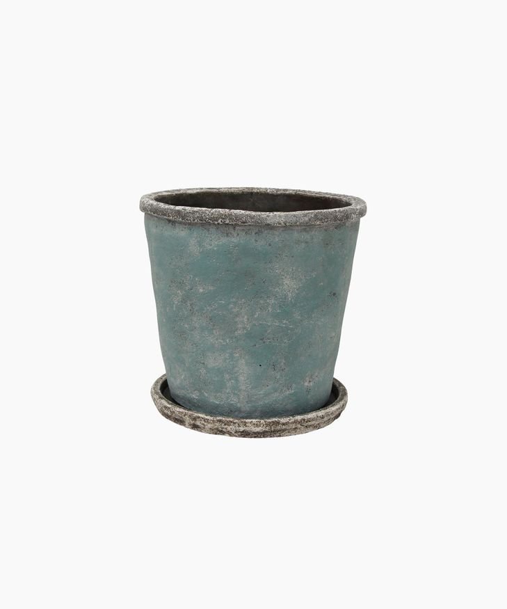 Sea Blue Plant Pot & Saucer Large