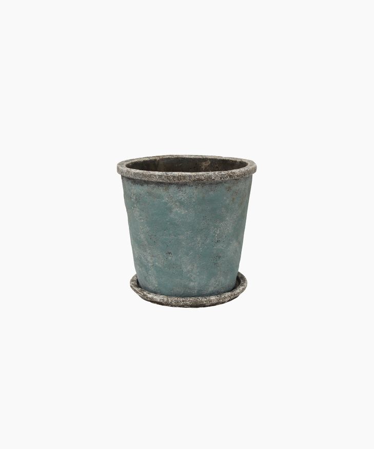 Sea Blue Plant Pot & Saucer Medium