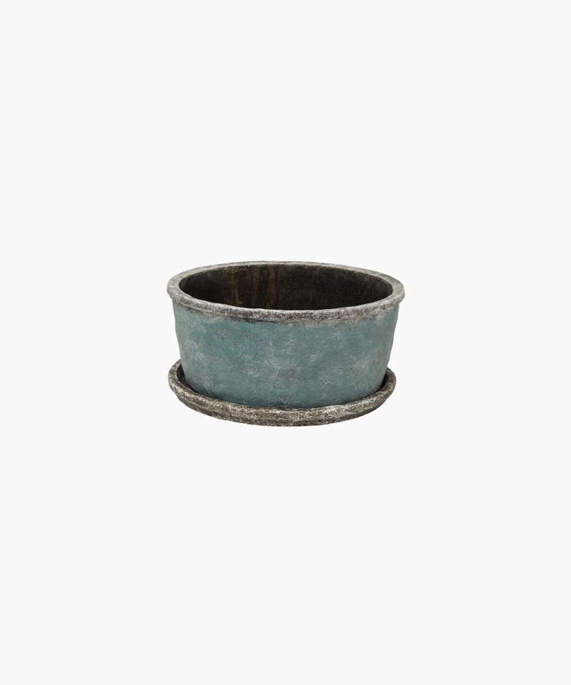 Sea Blue Wide Plant Pot & Saucer Large
