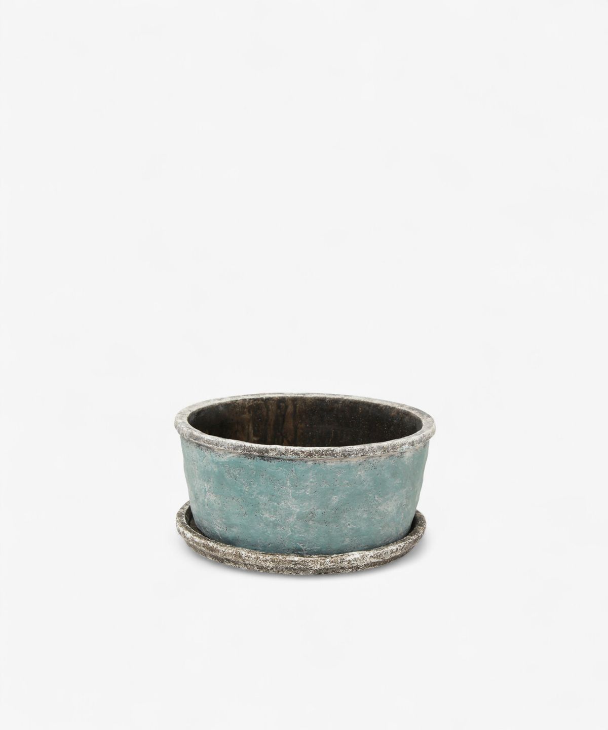 Sea Blue Wide Plant Pot & Saucer Small