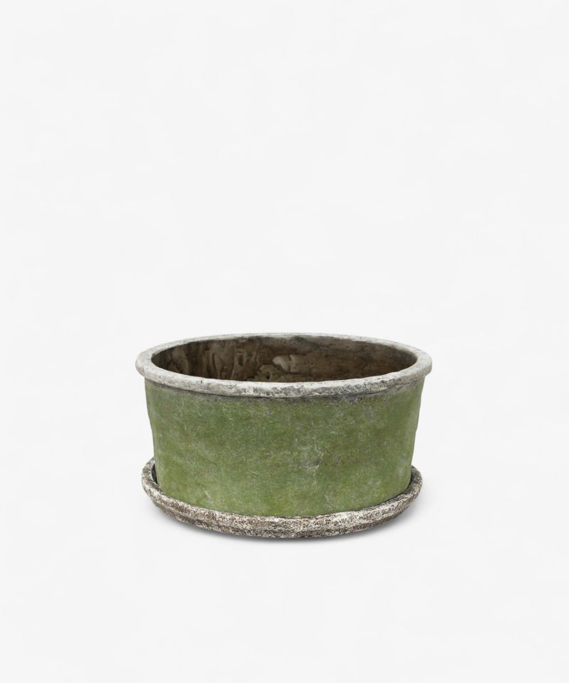 Evergreen Wide Plant Pot & Saucer Large