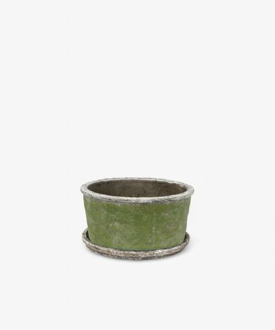 Evergreen Wide Plant Pot & Saucer Small