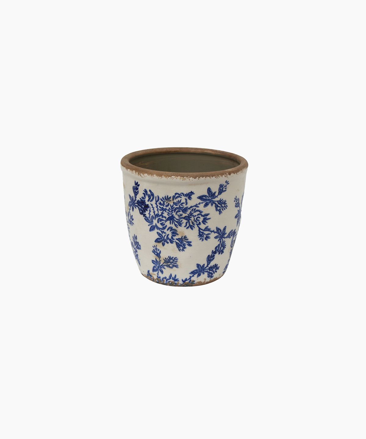 Blue Floral Herb Pot Large