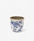 Blue Floral Herb Pot Large