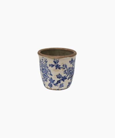 Blue Floral Herb Pot Small