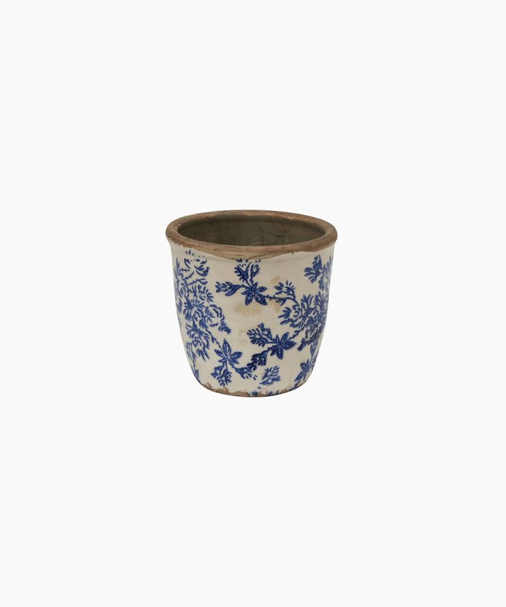 Blue Floral Herb Pot Small