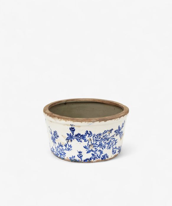 Blue Floral Wide Pot Large