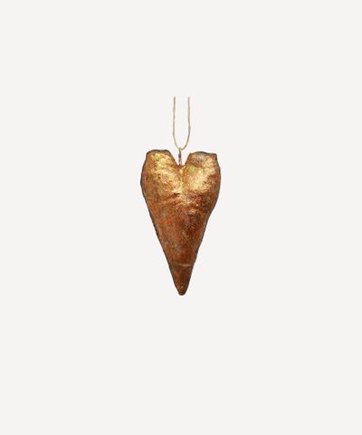 Canvas Heart Gold Hanging Decoration