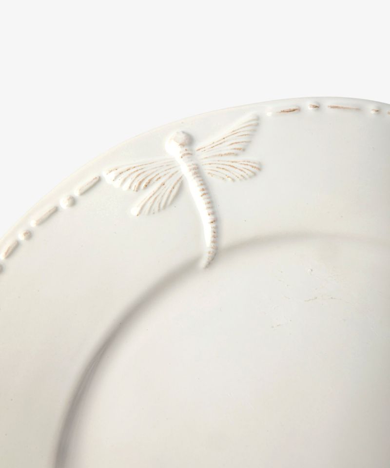 Dragonfly Stoneware White Dinner Plate
